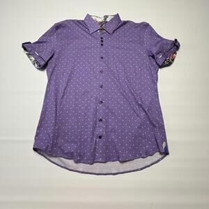 Au Noir Men’s Designer Shirt - Purple Geometric - Size 5 (XL)
